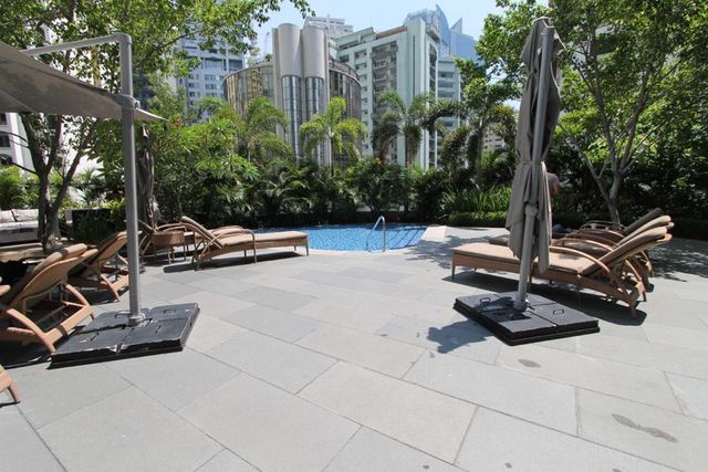 Pool deck with sun loungers